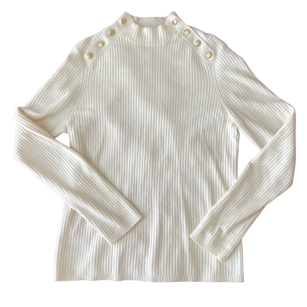 Talbots White Ribbed Women's Top